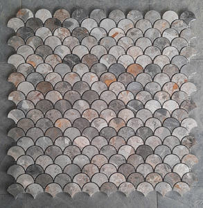 Mosaïque de marbre en forme d'éventail moderne, épaisseur 3 mm, nacre argentée naturelle, pour mur intérieur, crédence, chambre, escalier - Product Image 1