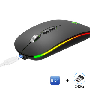 HXSJ prezzo di fabbrica personalizzabile ricaricabile <span class=keywords><strong>mouse</strong></span> doppio modalità RGB wireless <span class=keywords><strong>mouse</strong></span> per ufficio PC portatile - Product Image 3
