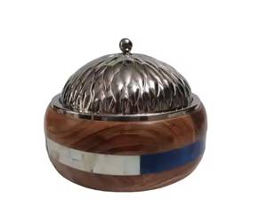 Plat de service isotherme en acier inoxydable avec incrustation en résine, pour plats chauds, casseroles, boîte à chapati et buffet - Product Image 1