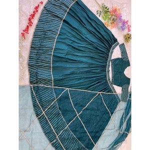 ชุดราตรีสี Rama สวยสวยงาน gotta patti lehenga choli สำหรับปาร์ตี้ - Product Image 4