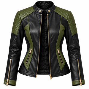 Chaqueta de Invierno de Cuero Genuino Personalizada para MUJER, Chaqueta de Motociclista Premium con Cierre, Prenda Exterior Moderna, Duradera, Cómoda y de Secado Rápido - Product Image 1