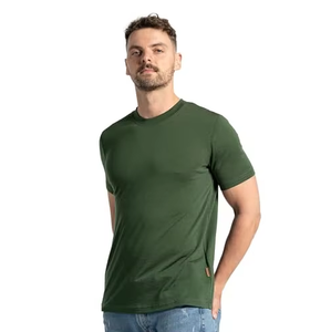 Ensemble court pour homme 100 % coton, col rond, séchage rapide, sport décontracté d'été, t-shirt avec col uni teint clair, coupe ajustée, manches ajustées, noir - Product Image 6