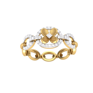 แหวนทองประดับเพชรเซอร์โคเนียสำหรับผู้หญิง - ดีไซน์โซ่เชื่อมแบบโปร่งหรูหรา - เครื่องประดับของขวัญ - Product Image 2