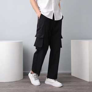<b>Men's</b> OEM Custom High Quality <b>Black</b> <b>Cargo</b> <b>Pants</b> Straight Fit Elastic Multiple Pockets Casual Summer Style Lightweight Oxford - Product Image 5