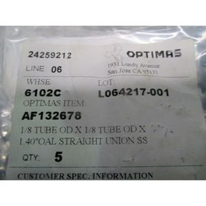 5 Optimas AF132678 1.8 Tube OD X 1/8 Tube OD X - Equipo y piezas de semiconductores de confianza de la marca global Legacy - Product Image 4