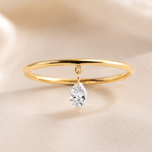 <b>925</b> <b>Silver</b> Jewelry Moissanite Pear Cut Water Tear Drop Gold <b>Ring</b> for Women - Product Image 3
