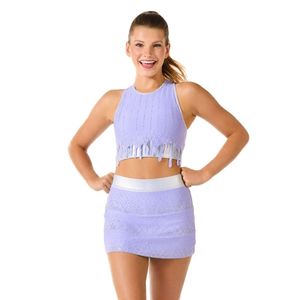 Ensemble de costume de danse personnalisé pour femmes avec strass, haut court sans manches et short extensible, tenue de performance pour cheerleading - Product Image 1