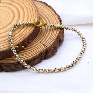 Bracelet en argent sterling 925 massif à facettes avec fermoir plaqué or, Memoria Jewels, vente en gros - Product Image 5