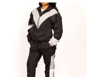 New <b>Top</b> Selling Women's Casual Printed <b>Zipper</b> Tracksuit Set Windbreaker High Quality Winter Season Use Fashion 100% Nylon - Product Image 1