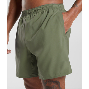 <b>Men's</b> Olive <b>Green</b> Solid Sporty <b>Shorts</b> Mid Elastic Waist Pockets Lightweight Casual Athletic Running Breathable <b>Shorts</b> - Product Image 1