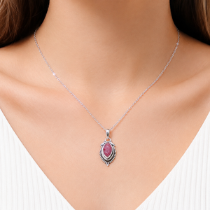 Natural Marquise Pink <b>Ruby</b> Gemstone Pendant Pure 925 Sterling Silver Rose Gold Plated Handmade Minimalist Jewelry Gift for Party - Product Image 1