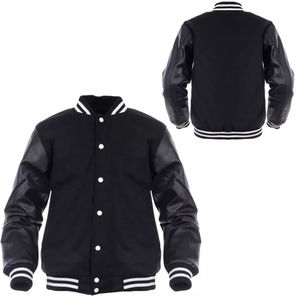 Chaqueta Varsity de Béisbol Personalizada con Logotipo, de Piel de Oveja Revestida, Impermeable, Cortavientos, Transpirable, con Cuello Redondo y Puños Acanalados para Hombre - Product Image 5