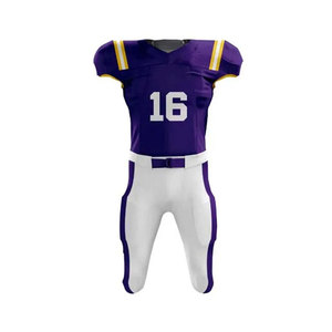 Customizable American Football Uniform Men's Sublimated Jersey Pants Moisture Wicking Fitted Set Purple White V-Neck Short Sleev - Product Image 2
