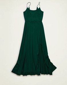 Robe de soirée vert foncé en coton pour femme, coupe droite, taille naturelle, dos nu, style Empire, éco-responsable - Product Image 5