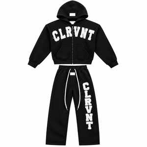 CLRVT <b>Pink</b> Hooded <b>Tracksuit</b> <b>Set</b> Unisex Full Length Drawstring Sweatshirt Sweatpants Letter Print Casual Sportswear High Street - Product Image 2
