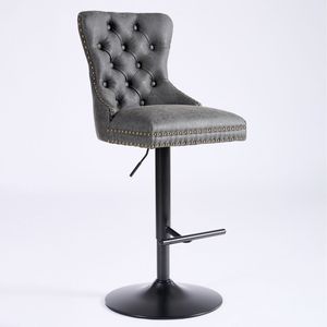 A a Furniture's Modern <b>Bar</b> <b>Stools</b> with Retro PU <b>Adjustable</b> 26-33 Inch Seat Height Comfortable Backrest Aged Retro Style - Product Image 4