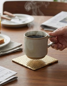 Heritage Hammered Square Brass <b>Coaster</b> Set Handcrafted Premium <b>Drink</b> <b>Coasters</b> Heat Resistant Table Protector Luxury Gift - Product Image 4
