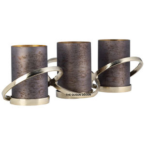 Candelabros Decorativos Modernos Personalizables de Aluminio Plateado en Forma Redonda para Centros de Mesa - Product Image 1