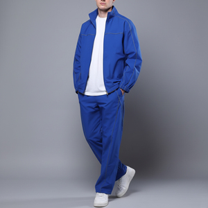 Survêtement homme 100% nylon OEM, logo imprimé sur mesure, couleur unie avec passepoil, streetwear respirant, hip hop, ensemble 2 pièces. - Product Image 4