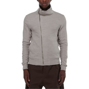 Sweat-shirt à col roulé zippé en tricot gris pour homme, coupe classique, couleur unie, style minimaliste, vêtement d'automne - Product Image 1