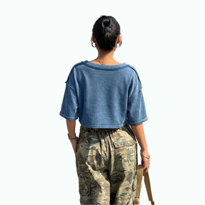 Nuevas camisetas de verano 2026 personalizadas para mujer, tops cortos populares de streetwear, camiseta holgada vintage de alta calidad OEM - Product Image 2