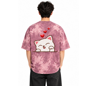 Camiseta Tie Dye para Hombre, 100% Algodón, Cuello Redondo, Manga Corta, Bordado en la Espalda, Camiseta de Moda para Uso Diario, Proveedores Mayoristas Personalizados - Product Image 2