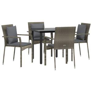 Conjunto de Comedor Modular para Jardín de Ratán PE Negro y Gris - Product Image 3