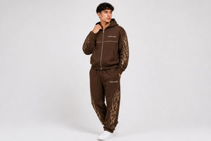 Custom Print Zip Up Hoodie Tracksuit <b>Set</b> Men Streetwear Sweatpants Zip Hoodie + Graphic Embroidered Sweatpants 2-Piece <b>Set</b> - Product Image 2