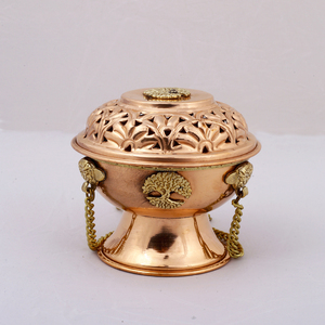 Triple Lune Arbre De Vie Fleur De Vie Pentagramme Cuivre Autel Encens Brûleur De Charbon De Bois Titulaire avec Chaîne Par Les Expéditeurs Indiens - Product Image 4