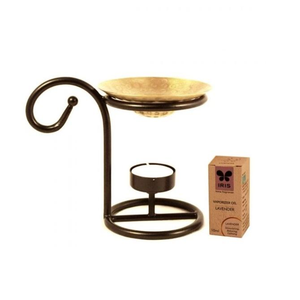 Brûleur d'huile aromatique décoratif personnalisé en céramique et métal, chauffe-huile romantique pour bougie chauffe-plat en métal - Product Image 1