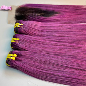 Cabello Virgen Vietnamita Liso Color Violeta, Cabello Humano de Lujo, Super Double Draw, Envío Rápido desde Fábrica, Super Draw - Product Image 5