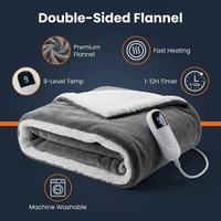 Manta Térmica Reversible de Franela y Sherpa, 50x60 Pulgadas, 9 Niveles de Calor, Apagado Automático, Certificación ETL y FCC, Lavable a Máquina, para el Hogar