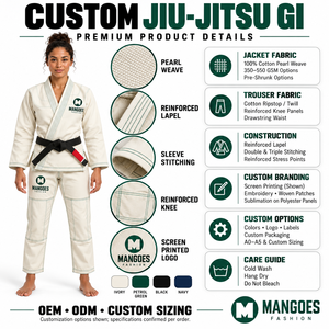 ชุดยูนิเซ็กซ์ BJJ Gi บราซิลเลี่ยนยิวยิตสู ชุดยูนิฟอร์ม IBJJF คิโมโน ผ้าฝ้าย 100% 400 กรัม ผ้าทอเพิร์ลวีฟ ยับยาก น้ำหนักเบา สำหรับการแข่งขัน - Product Image 5