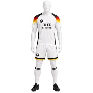 Ensemble de maillot de football blanc et noir pour hommes, maillot et short, uniforme de football professionnel, léger, respirant, sport d'équipe - Product Image 1