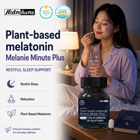 Nutriharu Mélatonine à base de plantes Melanie Minute Plus 1 mg de mélatonine 30 mg de GABA 60 comprimés Complément alimentaire pour le sommeil des adultes Fabriqué en Corée