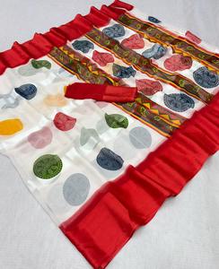 Sari de Satén Georgette con Estampado Digital para Mujer, Ropa Étnica de Secado Rápido, Sari Tradicional de Seis Metros con Blusa - Product Image 2