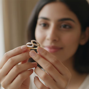 แหวนเพชรรูปทรง S หรูหราสีทองสำหรับผู้หญิง - ของขวัญวันครบรอบแต่งงาน - Product Image 6