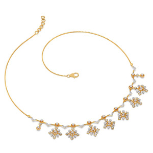 Royal Geometric Cascade Diamond <b>Necklace</b> with Symmetrical Floral Drop Motifs and Elegant <b>Statement</b> Design - Product Image 3