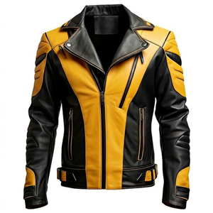 Designer Men's Cow Skin Leather Jacket-<b>Winter</b> Fashion High Street Stand Custom Design Embroidery Breathable Premium Quality - Product Image 1