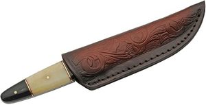 Couteau de chasse et de camping artisanal en acier Damas, lame fixe, bolster en Damas, manche en os de chameau, 8 pouces de longueur totale, DIY, OEM disponible - Product Image 5
