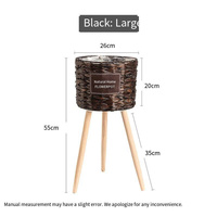 Cesta de Flores Tejida de Paja, Soporte Alto de Madera para Flores, Decorativo, Listo para Usar