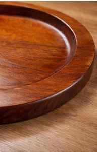Assiette de service ronde en bois d'acacia avec centre surélevé, assiette de présentation faite à la main, assiette à dîner - Product Image 4