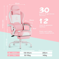Fauteuil de jeu rose avec oreilles de lapin, repose-pieds réglable, inclinable, pour ordinateur, e-sport, gamer, filles, chambre à coucher