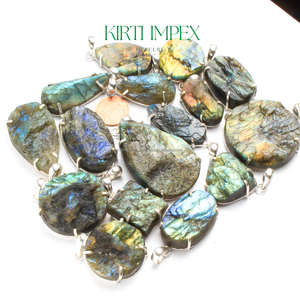 Women's Large Labradorite <b>Raw</b> <b>Crystal</b> Stone Necklace Gold Plated American eBay Trending European Hot Wholesale Jewelry - Product Image 4