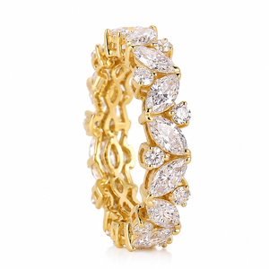 แหวนเพชรแล็บโกรว์ทองคำ 18K แบบ Eternity |   วงแหวนทรงกลมและทรงมาร์คีส์ |   เครื่องประดับแต่งงานแบบซ้อนกันได้สำหรับผู้หญิง ของขวัญ - Product Image 1