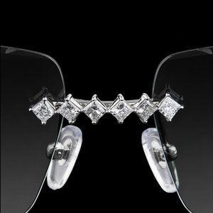 Stylish <b>Square</b> <b>Rimless</b> Iced Out Crystal <b>Sunglasses</b> Lightweight Iced Wood Temple Unisex Fashion Outdoor Party Casual Wear Adult - Product Image 3