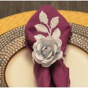 Flower Shape Resin Napkin <b>Ring</b> Purple Gray Wedding Table Decoration Modern Design - Product Image 3