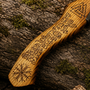Hacha vikinga con cabeza de acero al carbono y mango de madera de fresno, pulida en negro, ideal para regalos de cumpleaños - Hacha vikinga con diseño de tomahawk y cuchilla de pizza. - Product Image 2