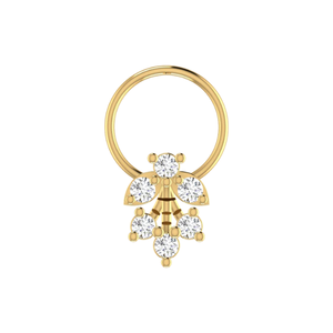 AJRETAIL Pin's de nez pour femme en or 14 carats avec diamant naturel de 0,12 ct, design cascade de fleurs, style ethnique - Product Image 1
