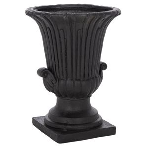 White Concrete Garden Urn with <b>Square</b> Base Hand Carved Outdoor Flower Planter <b>Vase</b> for Indoor Outdoor Decor - Product Image 4